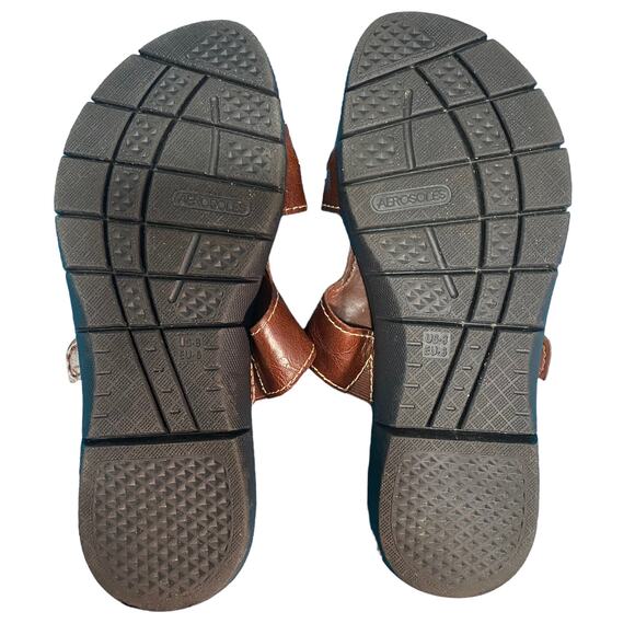 Aerosoles Silde On Sandals Flats Comfort Shoes Brown Buckle Size 8M - Picture 6 of 6